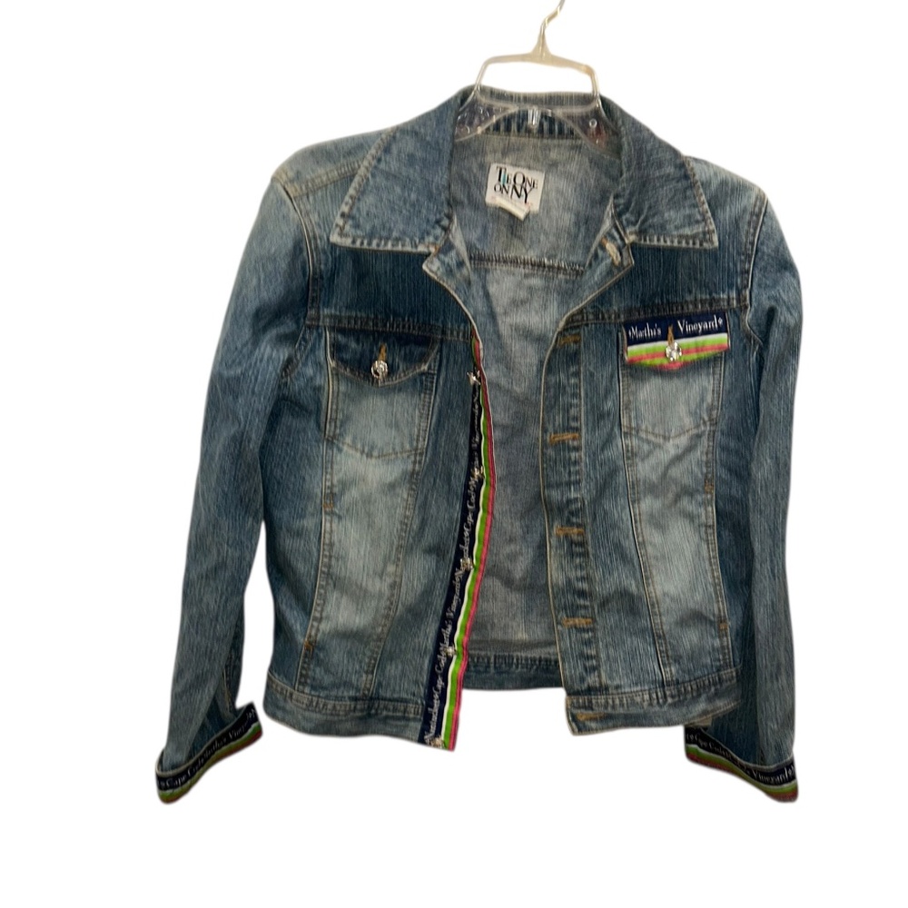 Tie One On NY Medium jean jacket after market Marthas vineyard Cape cod ribbon